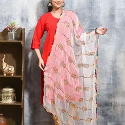 swatika Ethnic Motifs Embroidered Dupatta with Thread Work-51