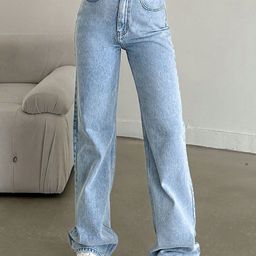 DressBerry Women Comfort Straight Fit High-Rise Light Fade Acid Wash Stretchable Jeans-image-98