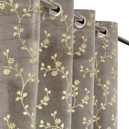 Galaxy Home Decor Grey Set of 2 Floral Room Darkening Door Curtain-image-54