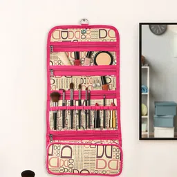 Kuber Industries Printed Hanging Makeup Pouch With Snap Button Closure-16