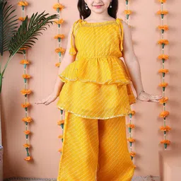 NEUDIS Girls Striped Tiered Gotta Patti Kurta with Palazzos-picture-17