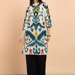 HERE&NOW Women Abstract Printed Mandarin Collar Straight Kurta-22