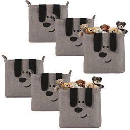 Kuber Industries Grey & Black 6 Pieces Printed Storage Basketes With Handle-50