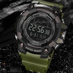 Poshi Men Waterproof Round Dial Digital Sports Watch-28