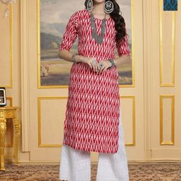 HERE&NOW Selection Of 2 Chevron Printed Round Neck Straight Kurtas-picture-18