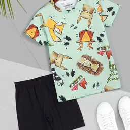 HELLCAT Boys Animal Graphic Printed Short Sleeves T-Shirt With Shorts-image-76