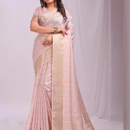 DIVASTRI Checked Zari Organza Saree With Unstitched Blouse Piece-picture-22