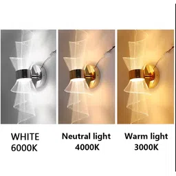 GAUVIK Gold-Toned Acrylic Contemporary Abstract 3 Different Color Mode Changing Wall Lamp image 3