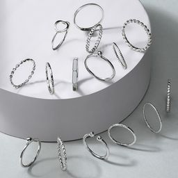 AMI Set Of 15 Silver-Plated Stackable Adjustable Finger Rings-image-87