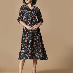 Sangria Women Floral Printed A-Line Dress-image-60