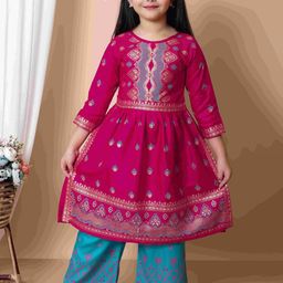BARKAT DESIGNING PLANET Girls Ethnic Motifs Printed Empire Kurta with Palazzos-73