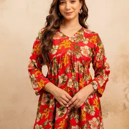 Mialo fashion Floral Printed V-Neck Kurti-picture-26