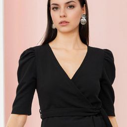 Stylecast X Slyck Puff Sleeve Wrap Crop Top-image-13