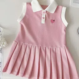 LULU & SKY Girls Colourblocked Shirt Collar Peplum Dress-image-18