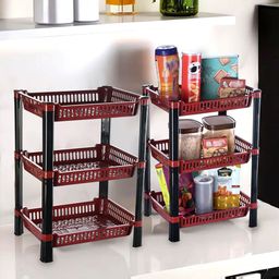 Kuber Industries Maroon & Black 2 Pieces Kitchen Multi-Utility Organiser-51