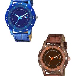 Miss Perfect Men Dial & Leather Textured Straps Analogue Watch QW285-picture-1