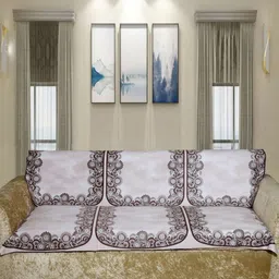 Aura Cream Colored & Grey 6 Pieces Printed 5 Seater Sofa Covers-13