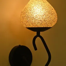 1ST TIME Gold-Toned & Black Printed Bell Shaped Glass Wall Lamp-picture-10