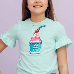 One Friday Girls Printed Applique T-shirt-image-79