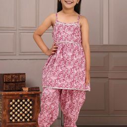 Cutiekins Girls Floral Printed A-Line Kurta With Dhoti Pants-image-93