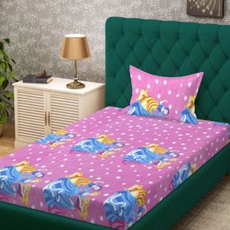 KLOTTHE Purple Abstract Printed 400 TC Pure Cotton Single Bed Sheet Set 2.25 m X 1.50 m-19