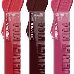 PERPAA Set of 3 Velvet Kiss Waterproof Matte Liquid Lipstick -3.5 ml Each -Shades 01-02-10-12