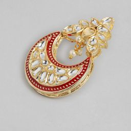 Anouk Gold-Plated Artificial Stones Studded And Beaded Crescent Shaped Chandbalis image 3