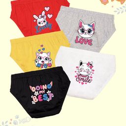 NUSYL Girls Pack Of 5 Furry Friends Printed Pure Cotton Basic BriefsNUGCBRFPO5.0005-image-76