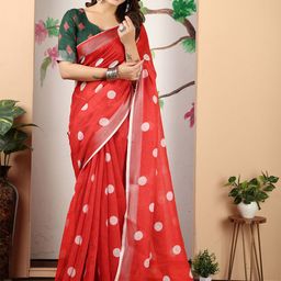 Anouk Polka Dots Printed Saree with Blouse Piece-44