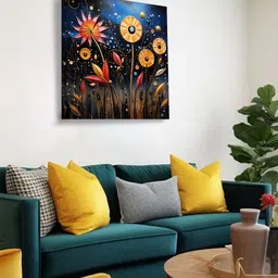 OLIVE TREE Blue & Orange Canvas Floral and Botanical Wall Paintings-image-39
