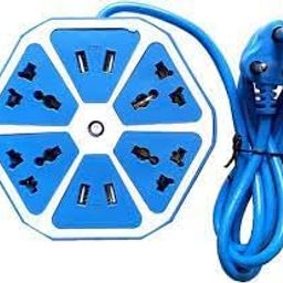 generic ‎URS Enterprises Electric Extension Board with 4 USB Port and 4 Power Socket - 10 A Heavy Duty Multi Plug Extension Board for Multiple Devices (Multicolour, 250 Volts) image 1
