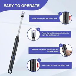 Drumstone 𝟏𝟓 𝐘𝐞𝐚𝐫𝐬 𝐖𝐚𝐫𝐫𝐚𝐧𝐭𝐲 Portable Plasma Arc Lighter – Rechargeable, Windproof, Type-C Charging, LED Power Display, Safe and User-Friendly for Candles, BBQs, and Outdoor Use. image 5