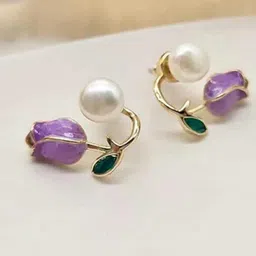 PASU FASHION Artificial Beaded Floral Shaped Studs-picture-25
