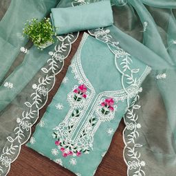 KALINI Embroidered Organza Unstitched Dress Material-image-23