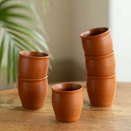 ExclusiveLane Coffee Brown 6 Pieces Ceramic Glossy Kulladhs 160 ml-image-50