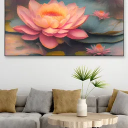 DEKORSTATION Pink & Green Floral Printed Canvas Wall Art-9