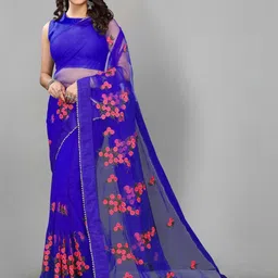 PATLANI STYLE Floral Embroidered Net Saree-picture-6