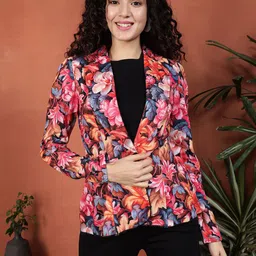 BAESD Floral Printed Single Breasted Blazer-23