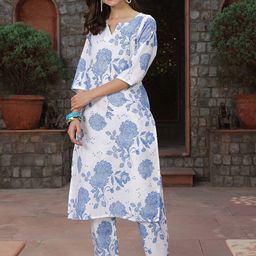 Anouk Women Floral Printed V-Neck Straight Kurta with Trousers-picture-13