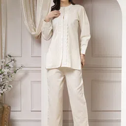 Indibelle Band Collar Pure Cotton Shirt with Trouser-picture-46