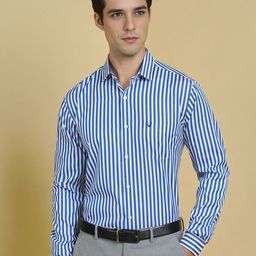 Allen Solly Men Slim Fit Spread Collar Vertical Striped Cotton Formal Shirt-image-80