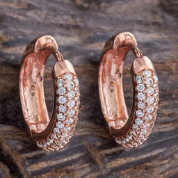Kushal's Fashion Jewellery Rose Gold-Plated Zircon Studded Circular Hoop Earrings-24