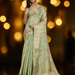 KIMISHA Woven Design Zari Organza Banarasi Saree-image-55
