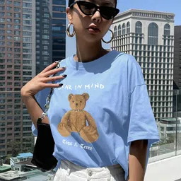 TOGS & TERRE Oversized Typography Printed Round Neck Cotton T-shirt-image-20