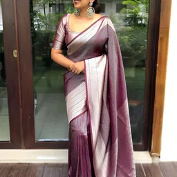 Anouk Zari Woven Design Geometric Print Zari Kanjeevaram Saree image 2