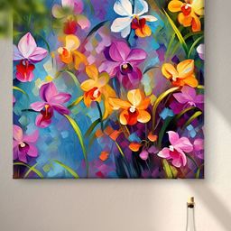 Livin'luxe Blue & Gold Toned Floral Canvas Wall Art-picture-12
