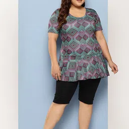 BAESD Plus Size Printed Swimwear & Attached Shorts With Goggle-image-6