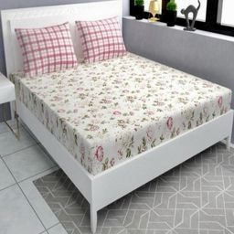 SHIRIN CREATION Unisex Cream Bedsheets-image-98