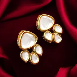 Anouk Gold Plated Kundan Studded Contemporary Drop Earrings-56