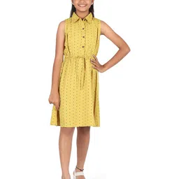 SILK SPARROW Polka Dot Print Crepe Fit & Flare Dress-image-43